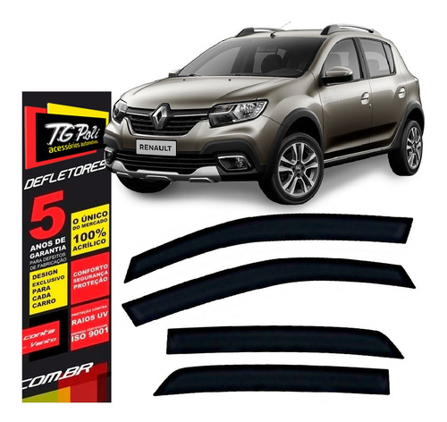 Calha De Chuva Renault Logan 2014 A 2020 Defletor 4 Portas