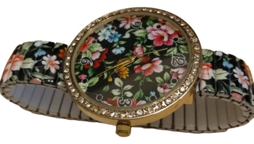 Reloj Dama Geneva Malla Metal Elastizada Esfera C Strass 