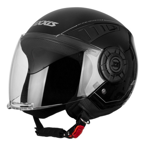 Casco Abierto Moto Axxis Metro Solid A1 Negro Brillo