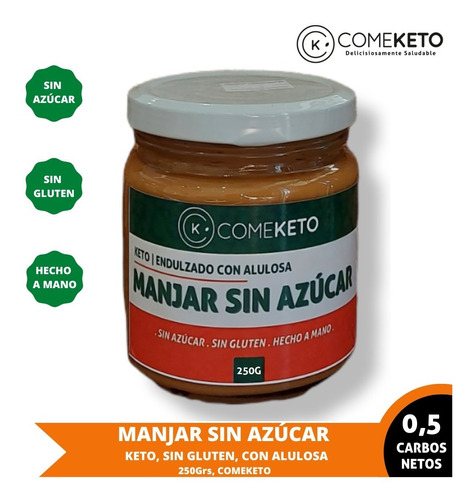 Manjar Sin Azúcar, Keto, Endulzado Alulosa, 250g, Comeketo