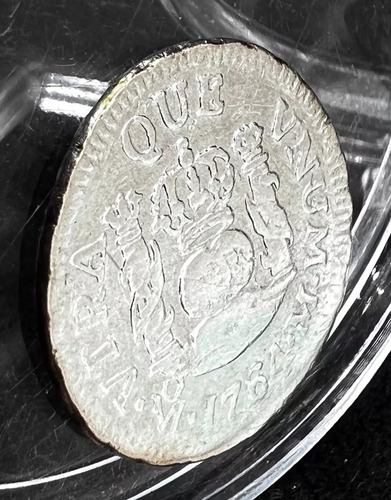 Moneda 1/2 Real Columnaria Plata Original 1764 Mexico Mo