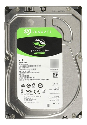Disco duro interno Seagate Barracuda ST2000DM008 2TB plata