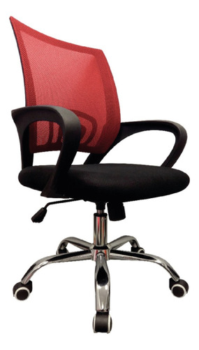 Silla de escritorio Lumax Ezri mesh ergonómica  negra y roja con tapizado de mesh