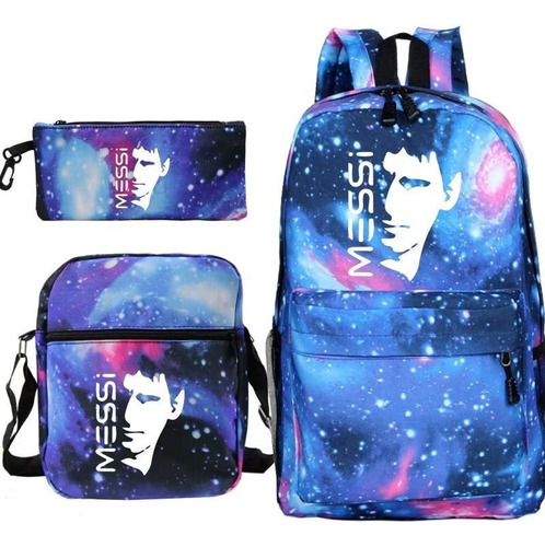 Nuevas Mochila Messi Moda Estuche De Lápices Set De 3 Piezas