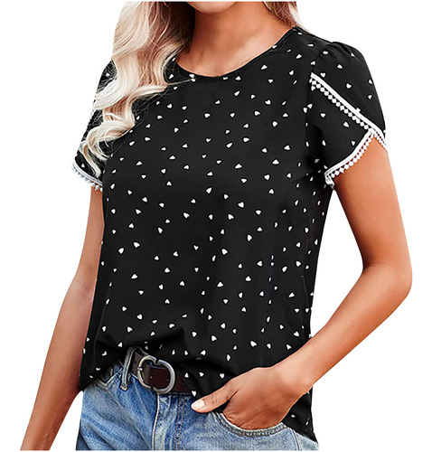 Camisetas W A La Moda Para Mujer, Cuello Redondo, Manga Cort