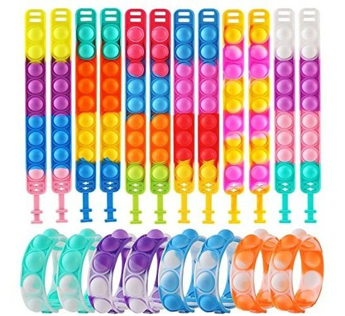 Conjunto De 20 Pulseras Sensoriales Ajustables De Burbuja Pop, Juguetes Fidget Para Niños Lavables Para El Día De San Valentín