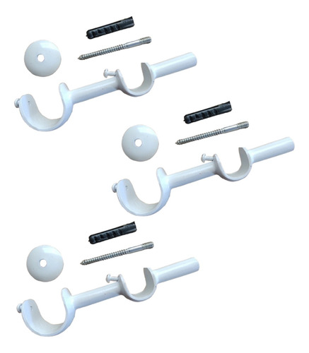 Kit 3 Suporte Duplo De Cortina P/ Varão 28/19mm Alumínio