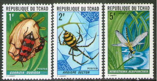 Chad Serie X 3 Sellos Nuevos Insectos Y Arañas Año 1972