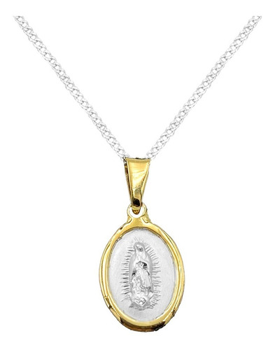 Dije Cadena Virgen De Guadalupe Dorada Plata 925 Envio Gatis