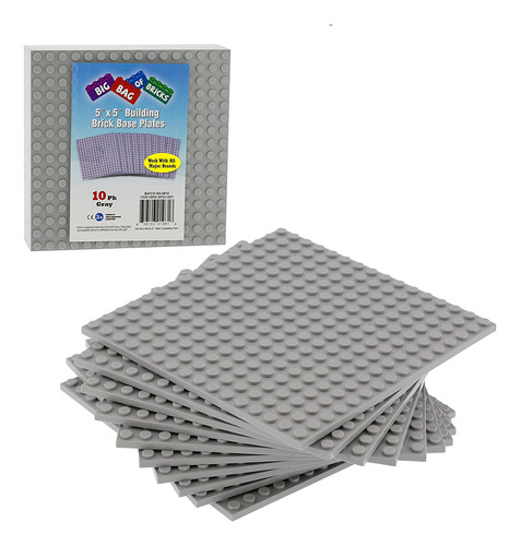 Scs Direct Brick Building Base Plates - 5 X 5 Gray Baseplate