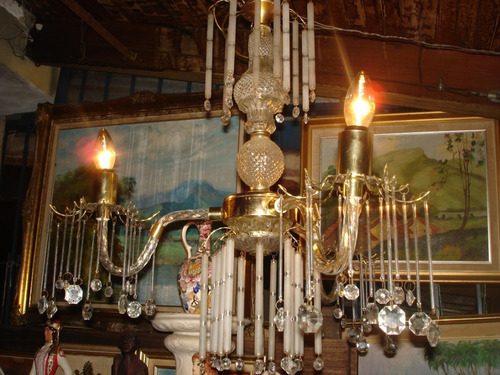 Imagen 3 de 6 de Lampara De Techo 3 Luces Dorado Y Cristal Buen Diseño Buen