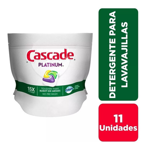 Cascade Detergente Lavavajilla Platinium Lemon Scent 11u P&g