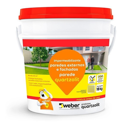 Impermeabilizante Para Parede 18kg Quartzolit Weber Quartzolit