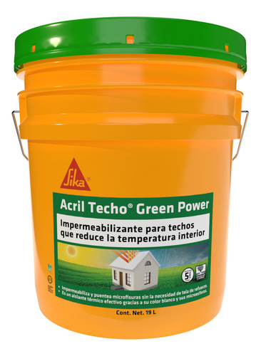 Sika Impermeabilizante Acril Techo Green Power 5 Años 19 L