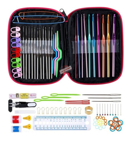 Set 22 Ganchos Estuche Con Accesorios Para Tejido Crochet