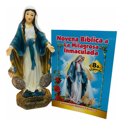 Virgen Milagrosa En Porcelana 14cm + Novena Bíblica