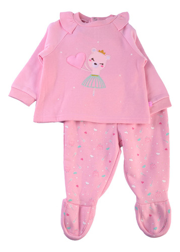 Pijama 2pcs. Franela  Bebe Niña Rosado