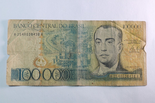 2 Cédulas De Cr$100.000,00 (cem Mil Cruzeiros) 1985