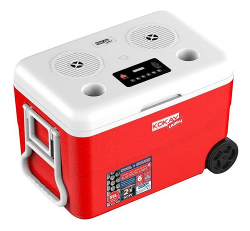 Caixa Termica Kokay Com Som Bluetooth Embutido 55l Vermelho