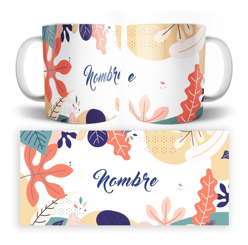 Taza Cerámica Personalizadas Flores Con Tu Nombre O Frase!