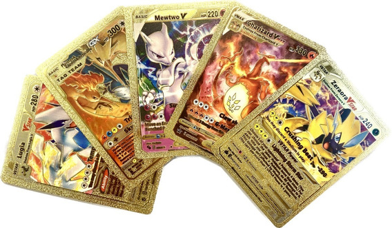 Kit Cartas Douradas Raras Pokémon Tcg 10 Unidades Coleção