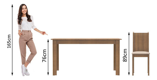 Juego De Comedor Con Mesa Y 6 Sillas Madesa 5008 Mc Color Marrón/Beige Diseño de la tela de las sillas Liso