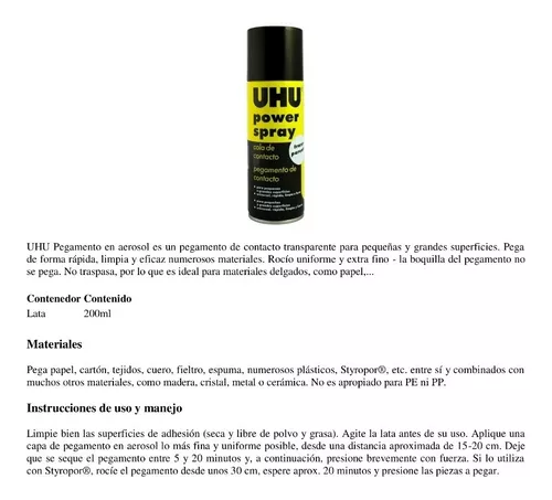 Pegamento de contacto UHU Spray 200ml