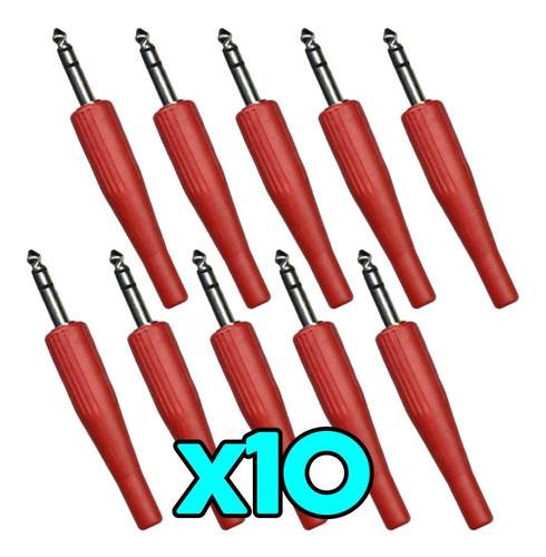 Pack X10 Fichas Conector Plug 6.5 1/4 Estereo Colores