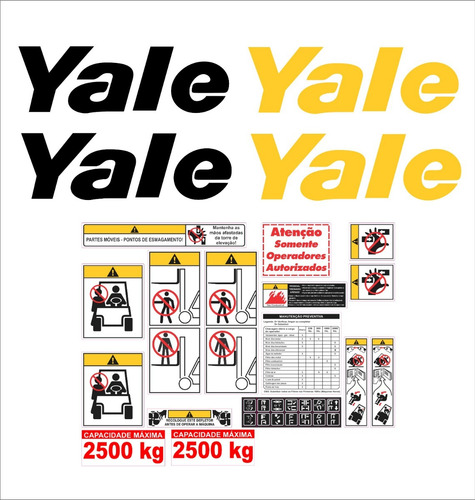 Kit Adesivos Empilhadeira Yale 2500 Kg Ca-00418 Mq