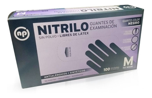Guantes De Nitrilo Negros Np X100 Unidades