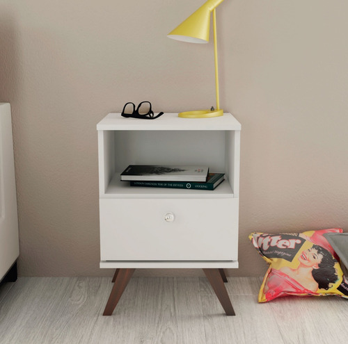 Mesa De Luz Linea Retro Living Dormitorio 1 Cajon Bl Rt3019