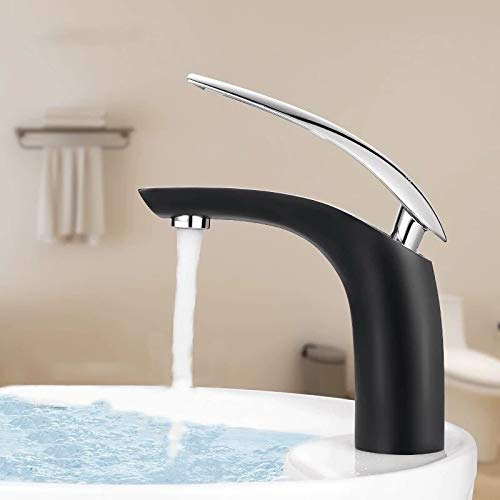 Grifo Baño Estilo Moderno Lavabo Laton Negro Plateado Un