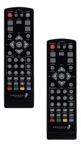 2 Controles Remoto Ekotech P/ Conversor Tv Digital Televisão