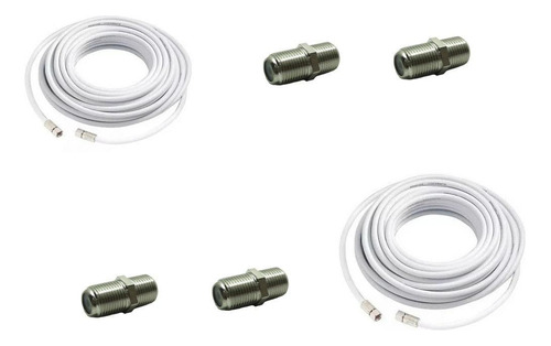 Kit 2 Cabos Rg6 Com 10mts Montado C/4 Emendas F - Gold