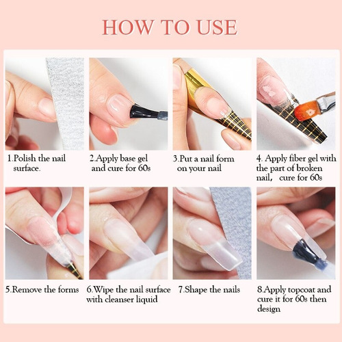 Gel De Fibra Para Uñas Extension De Uñas Reparadora 6 Piezas