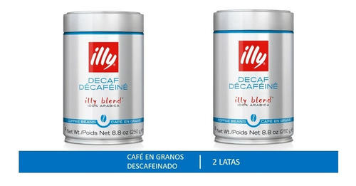 Illy cafe en granos descafeinado clasico 250g pack de 2 unidades