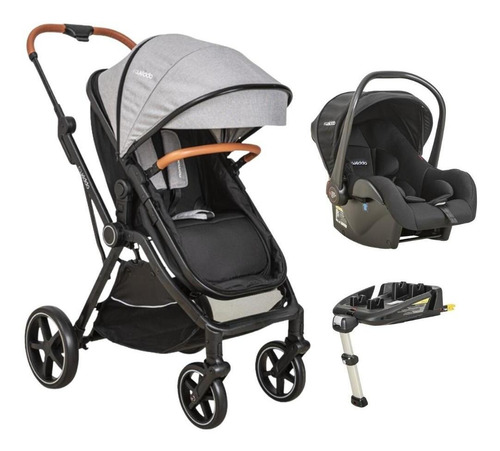 Carrinho Travel System Nomad Grafite C/ Base Isofix - Kiddo