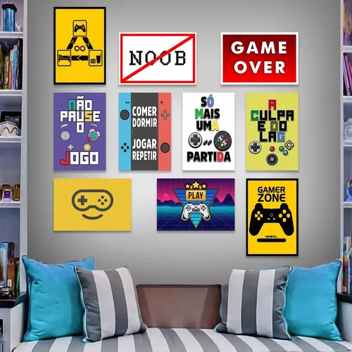 10 Placas Decorativas Quadros Gamer Nerd Geek Video Games Antigos Retro  Jogos Quarto Sala Gaming