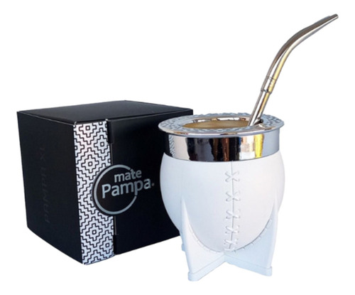 Mate Térmico Ecocuero Pampa Xl Imperial Blanco + Bombilla