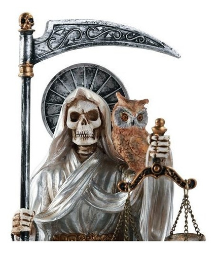 Estatua Religiosa De La Santa Muerte Sentada De 9 Pulgadas P