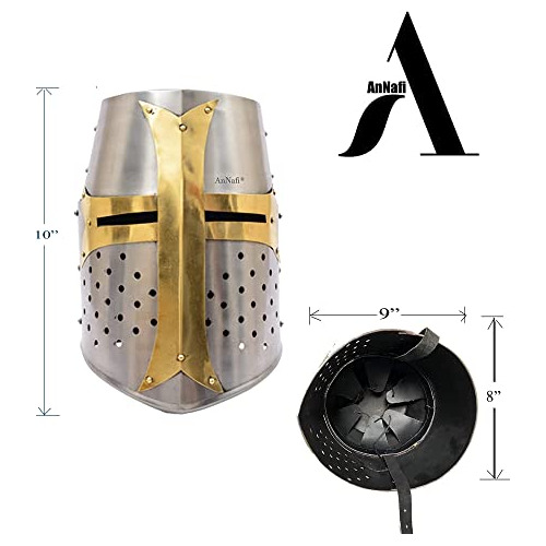 Casco De Cruzado De Latón | Cascos De Caballero Mediev...