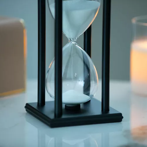 Temporizador de reloj de arena grande de 60 minutos, cristal de arena  decorativo de madera, color negro