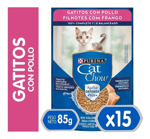 Purina Cat Chow Pouch Gatito Pollo X 15 Unid