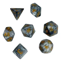 Comprar Set De 7 Dados Juegos De Rol Gris Claro Perlado Marmoleado