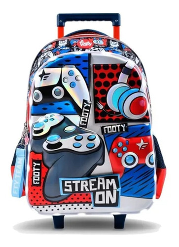 Mochila Con Carro 18 Footy Gamer Stream Luz Led Ruedas