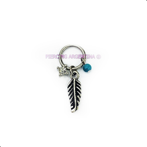 Imagen 1 de 6 de Argollita Pluma Piercing - Piercing Argenitna ®