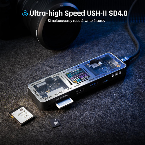 Hub Usb C Dockcase 10 En 1 8k@30hz 10gbps 100w Carga Clear