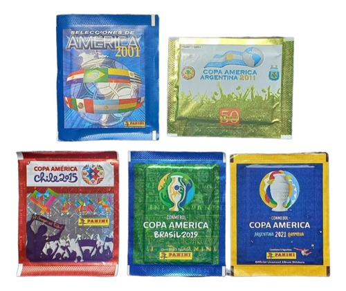 5 Sobres Panini Copas America Desde 2001 Originales 100% 