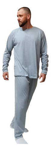Pijama Masculino Longo Conjunto Pijama De Algodão + Bolsa
