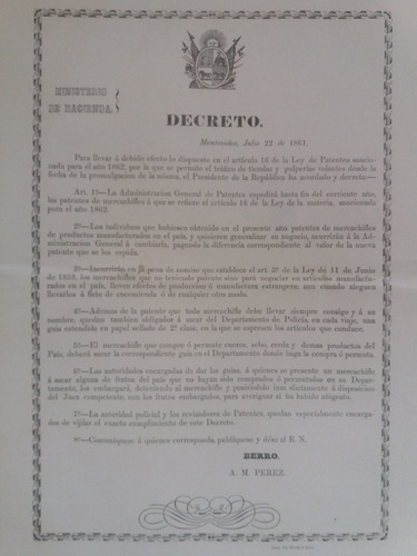 2 Documentos Decretos Gobierno Presidente Berro 1861 - 1862